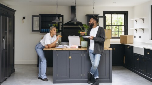 Taking a break for pizza on moving day